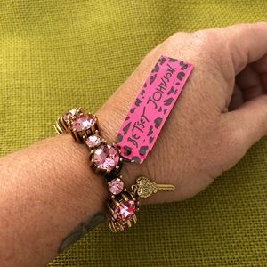 Betsey Johnson Pink Crystal Stretch Bracelet